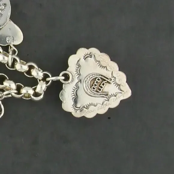 ⚡️sold⚡️ joan slifka sterling silver 21 hearts & charms necklace size 29in - Picture 4 of 5